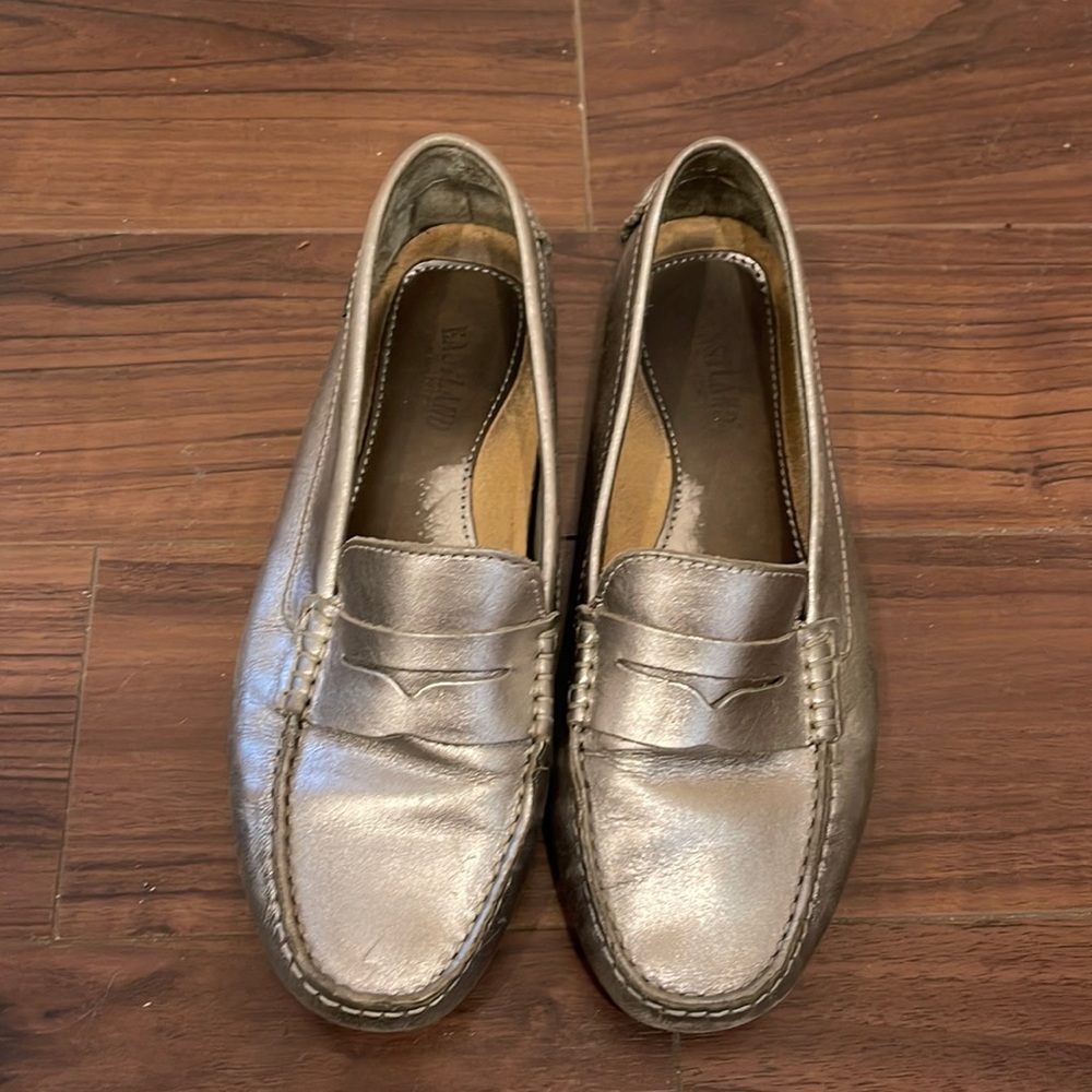 Silver leather loafers